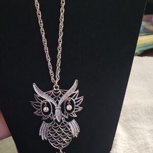 Silver Owl Pendant Necklace